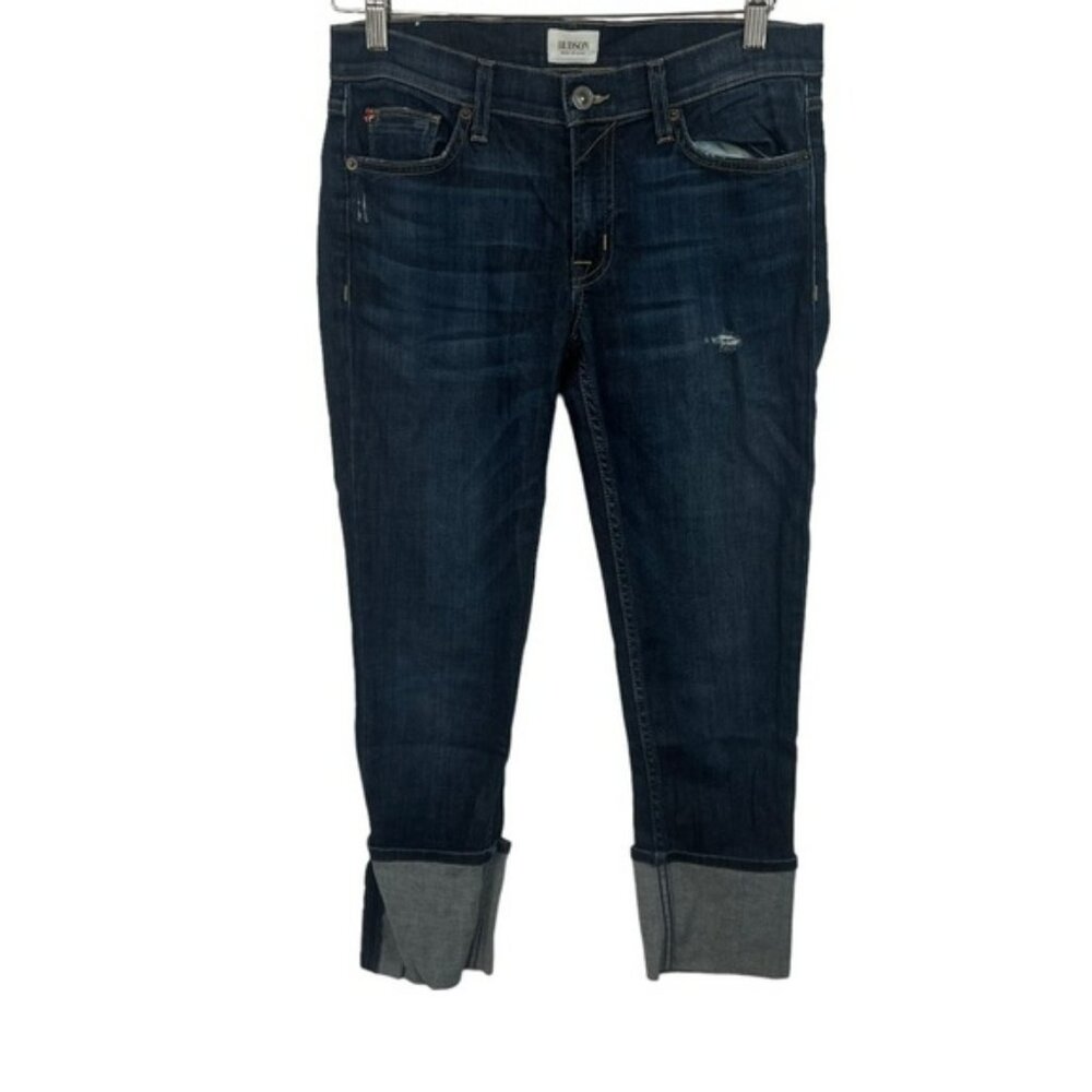 Hudson Muse Cropped Cuffed Blue Denim Capri Jeans Size 28